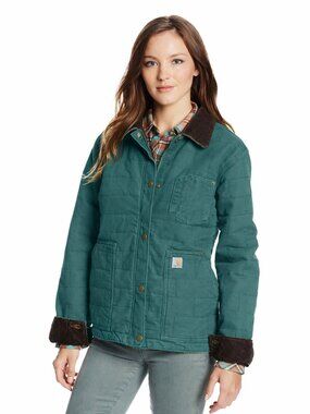 Carhartt Newhope Jacket Sandstone Fleece Lined Quilted‎ Size Medium Dark Teal